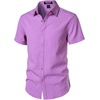 JEMITOP Mens Stretch Textured Short Sleeve Casual Shirt(Purple Red)