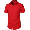 JEMITOP Mens Stretch Textured Short Sleeve Casual Shirt(Red)