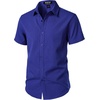 JEMITOP Mens Stretch Textured Short Sleeve Casual Shirt(Royal Blue)
