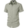 JEMITOP Mens Stretch Textured Short Sleeve Casual Shirt(Sage Green)