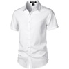 JEMITOP Mens Stretch Textured Short Sleeve Casual Shirt(White)