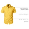 JEMITOP Mens Stretch Textured Short Sleeve Casual Shirt(Yellow)