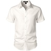 JEMITOP Mens Stretch Textured Short Sleeve Casual Shirt(Ivory White)
