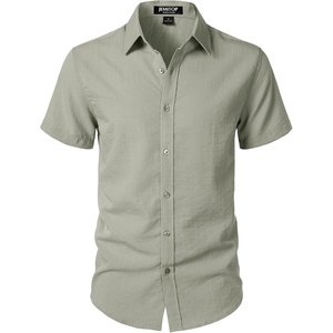 JEMITOP Mens Stretch Textured Short Sleeve Casual Shirt(Sage Green)