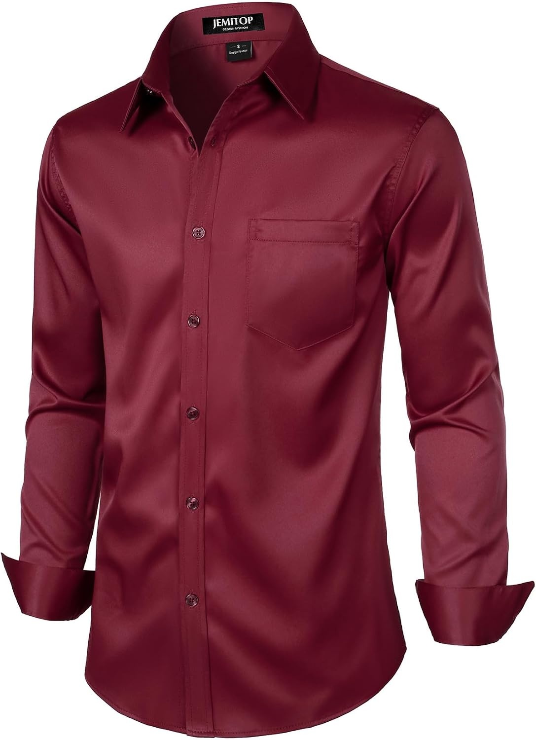image:imageJEMITOP Mens Stretch Slim Fit Dress ShirtsBurgundy