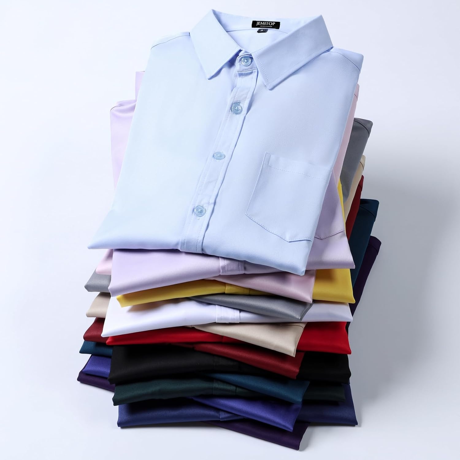 image:imageJEMITOP Mens Stretch Slim Fit Dress ShirtsBurgundy