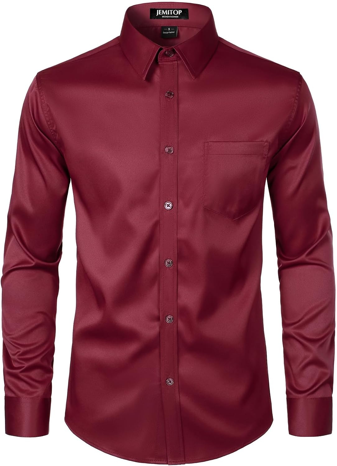 image:imageJEMITOP Mens Stretch Slim Fit Dress ShirtsBurgundy