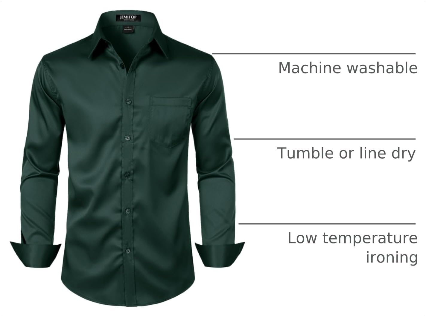 image:imageJEMITOP Mens Stretch Slim Fit Dress ShirtsDark Green