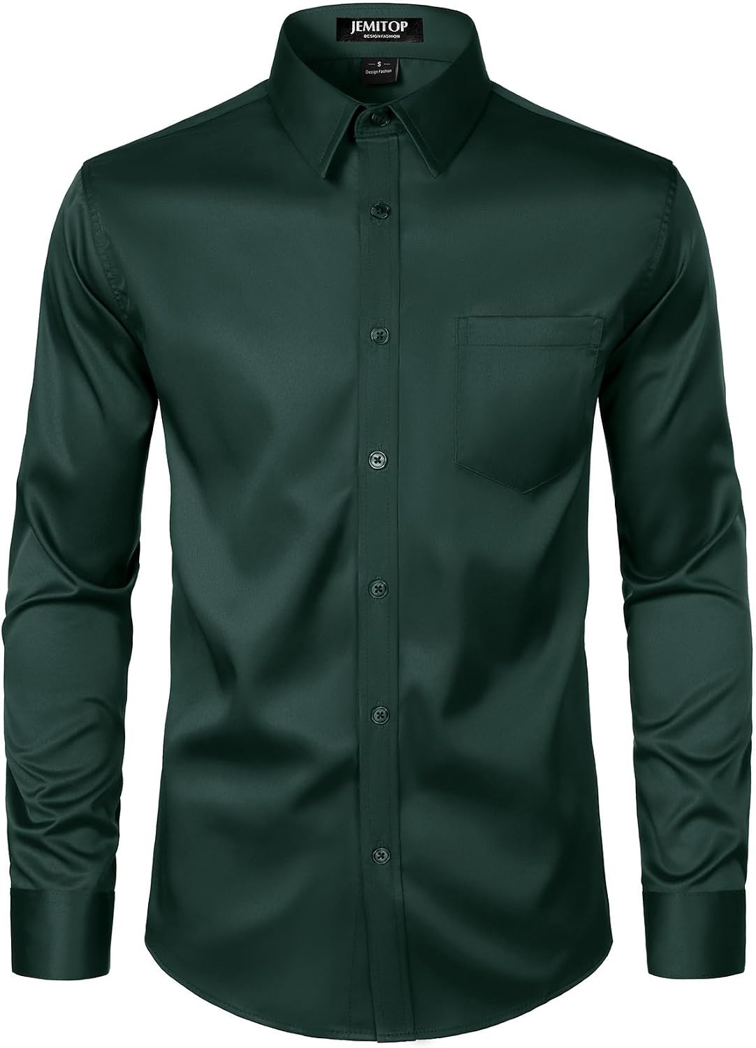 image:imageJEMITOP Mens Stretch Slim Fit Dress ShirtsDark Green