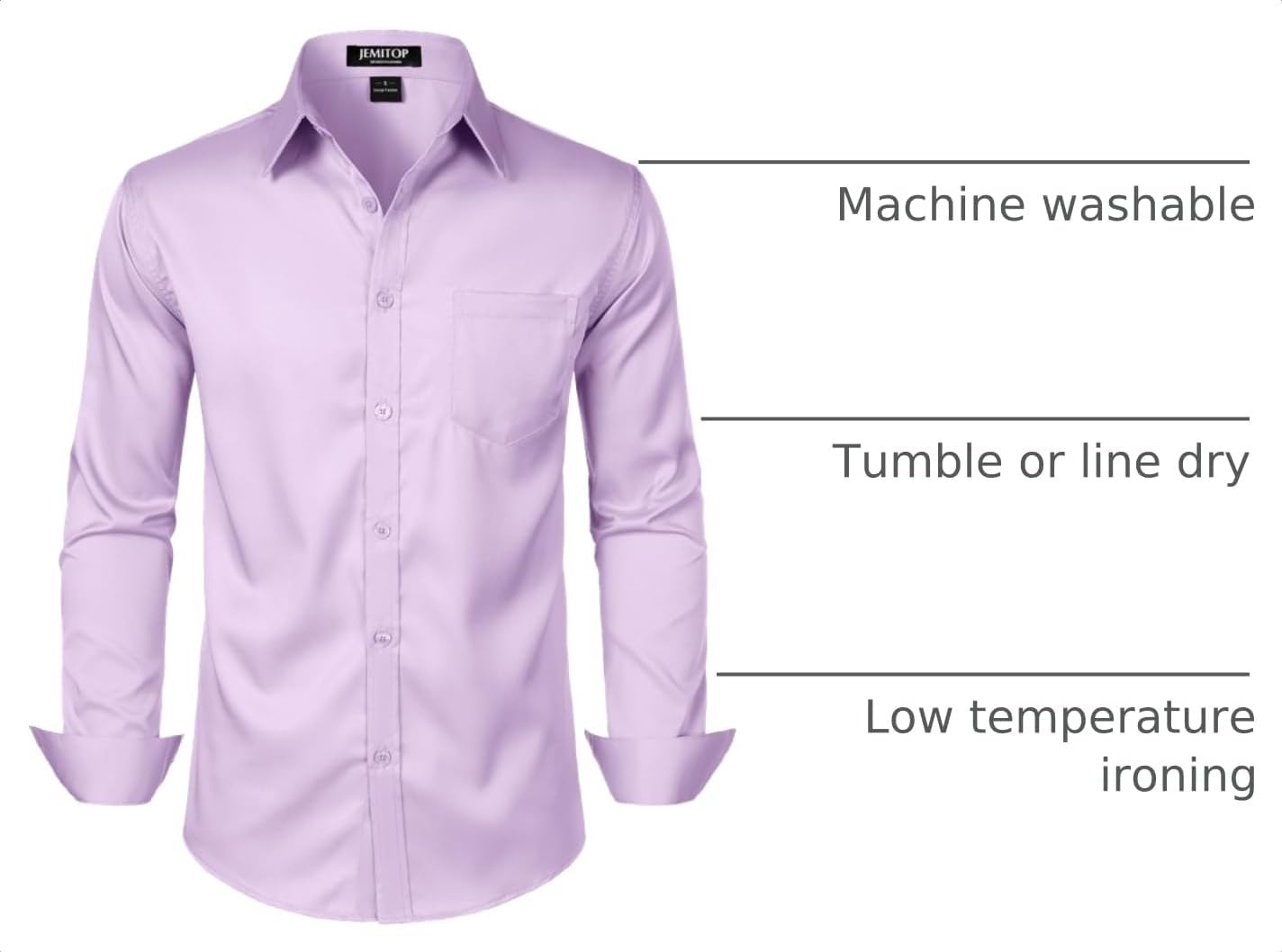 image:imageJEMITOP Mens Stretch Slim Fit Dress ShirtsLavender Purple