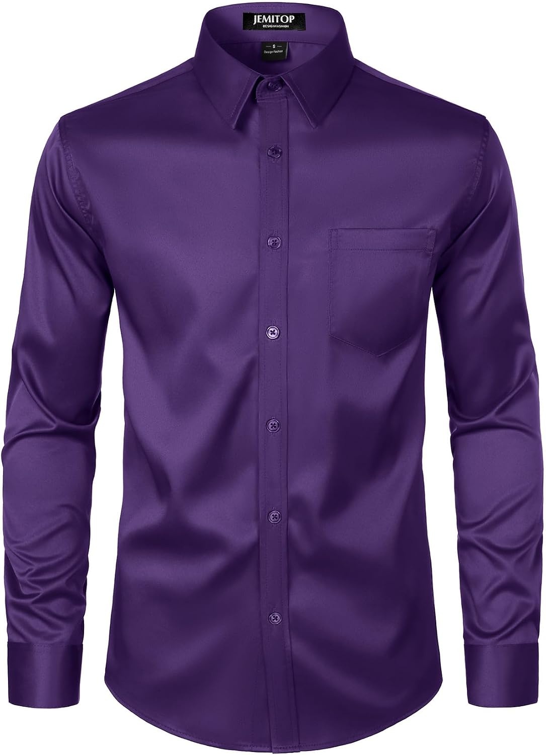 image:imageJEMITOP Mens Stretch Slim Fit Dress ShirtsPurple