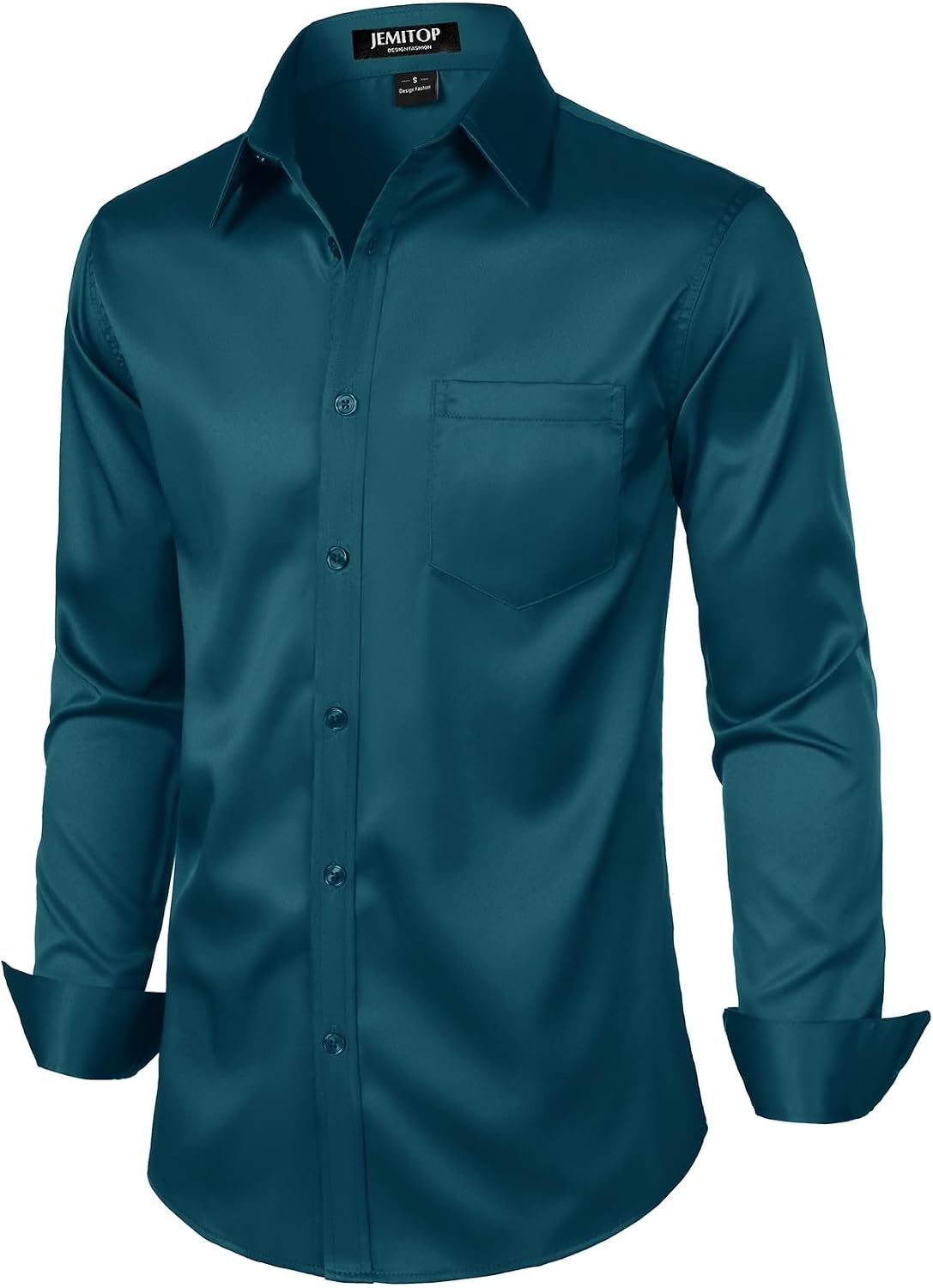image:imageJEMITOP Mens Stretch Slim Fit Dress ShirtsTeal