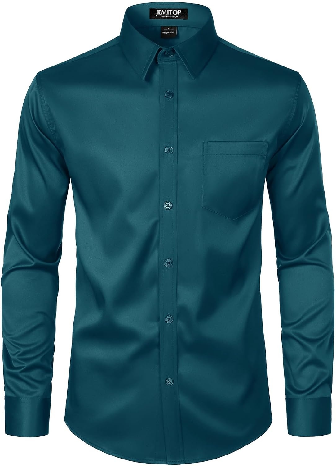 image:imageJEMITOP Mens Stretch Slim Fit Dress ShirtsTeal