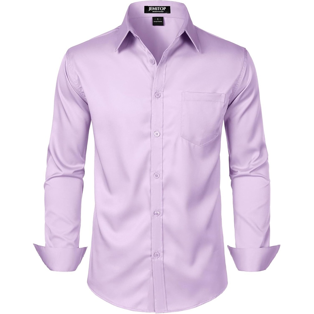 image:imageJEMITOP Mens Stretch Slim Fit Dress ShirtsLavender Purple