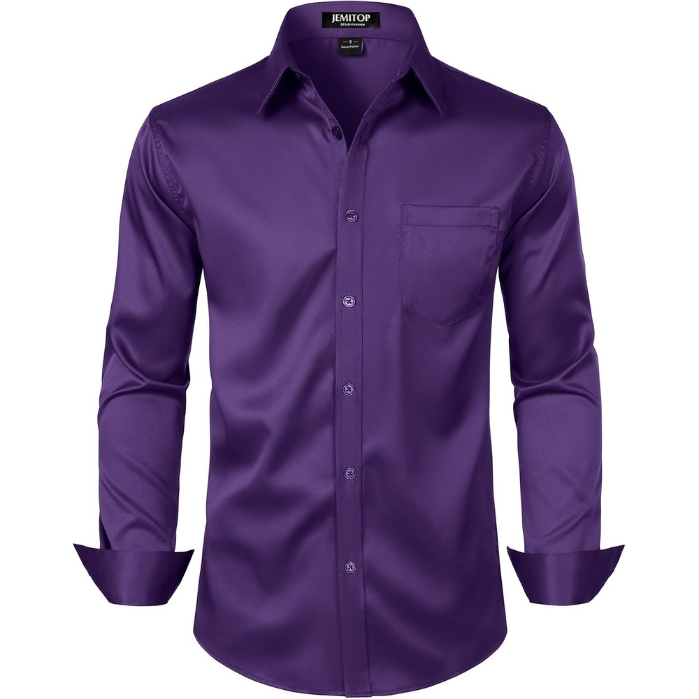 image:imageJEMITOP Mens Stretch Slim Fit Dress ShirtsPurple