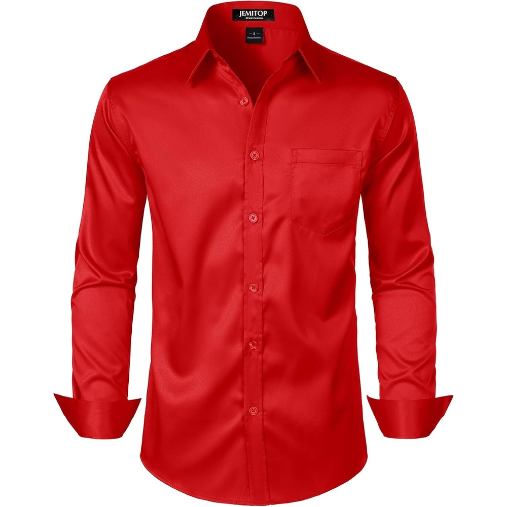 image:imageJEMITOP Mens Stretch Slim Fit Dress ShirtsRed