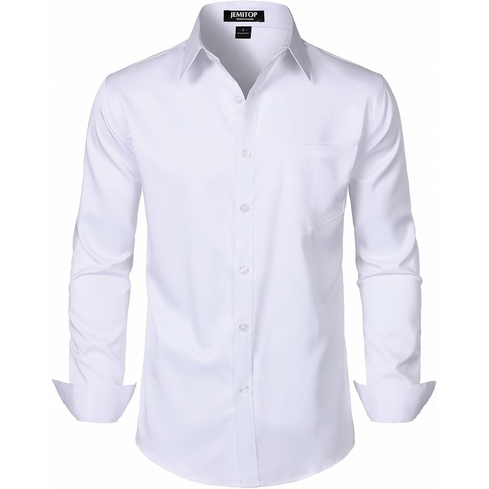 image:imageJEMITOP Mens Stretch Slim Fit Dress ShirtsWhite