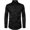JEMITOP Men’s Stretch Slim Fit Dress Shirts(Black)