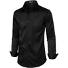 JEMITOP Men’s Stretch Slim Fit Dress Shirts(Black)