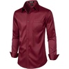 JEMITOP Men’s Stretch Slim Fit Dress Shirts(Burgundy)