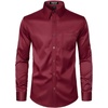 JEMITOP Men’s Stretch Slim Fit Dress Shirts(Burgundy)