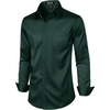 JEMITOP Men’s Stretch Slim Fit Dress Shirts(Dark Green)