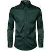 JEMITOP Men’s Stretch Slim Fit Dress Shirts(Dark Green)