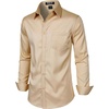 JEMITOP Men’s Stretch Slim Fit Dress Shirts(Khaki)