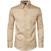 JEMITOP Men’s Stretch Slim Fit Dress Shirts(Khaki)