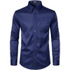 JEMITOP Men’s Stretch Slim Fit Dress Shirts(Navy Blue)