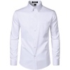 JEMITOP Men’s Stretch Slim Fit Dress Shirts(White)