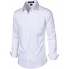 JEMITOP Men’s Stretch Slim Fit Dress Shirts(White)