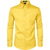 JEMITOP Men’s Stretch Slim Fit Dress Shirts(Yellow)