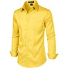 JEMITOP Men’s Stretch Slim Fit Dress Shirts(Yellow)