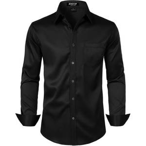 JEMITOP Men’s Stretch Slim Fit Dress Shirts(Black)
