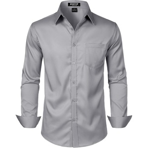 JEMITOP Men’s Stretch Slim Fit Dress Shirts(Grey)