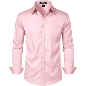 JEMITOP Men’s Stretch Slim Fit Dress Shirts(Pink)