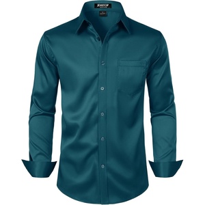 JEMITOP Men’s Stretch Slim Fit Dress Shirts(Teal)