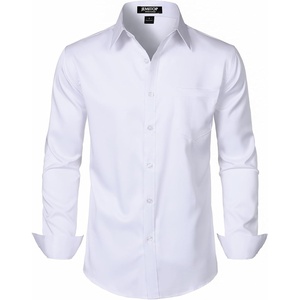JEMITOP Men’s Stretch Slim Fit Dress Shirts(White)