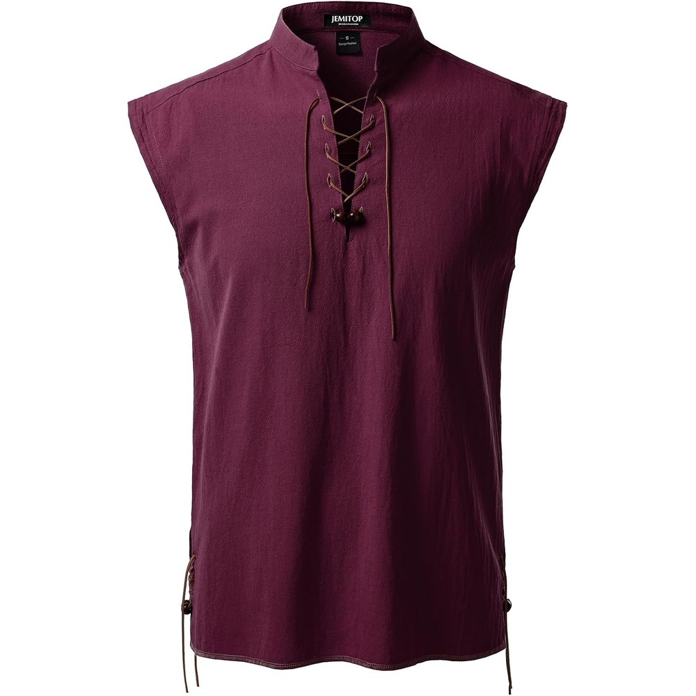 image:imageJEMITOP Mens Retro Pirate Renaissance Costume ShirtsBurgundy
