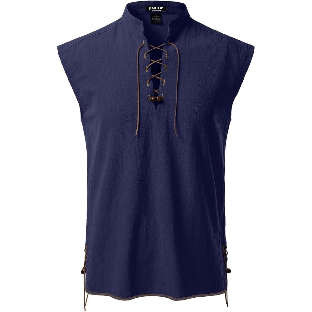 image:imageJEMITOP Mens Retro Pirate Renaissance Costume ShirtsRetro Navy Blue