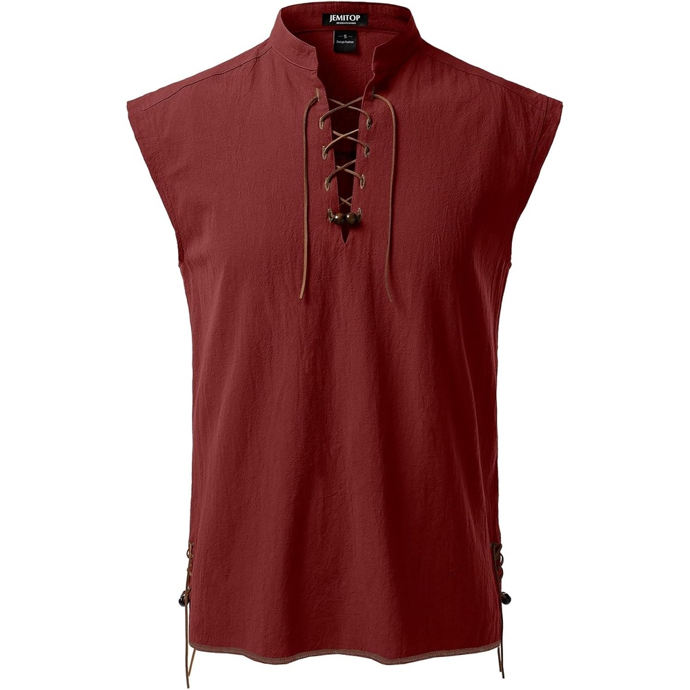 image:imageJEMITOP Mens Retro Pirate Renaissance Costume ShirtsRust Red
