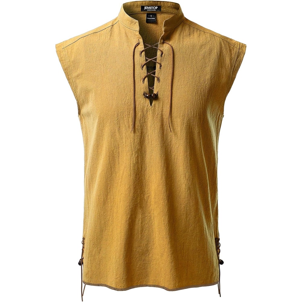 image:imageJEMITOP Mens Retro Pirate Renaissance Costume ShirtsYellow
