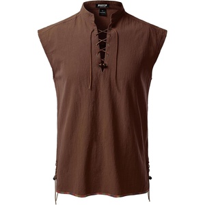 JEMITOP Men’s Retro Pirate Renaissance Costume Shirts(Coffee)