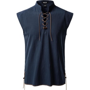 JEMITOP Men’s Retro Pirate Renaissance Costume Shirts(Navy Blue)
