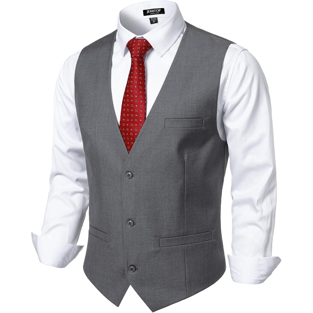 image:imageMens DeepV 3Button Formal Wedding Dress VestGrey