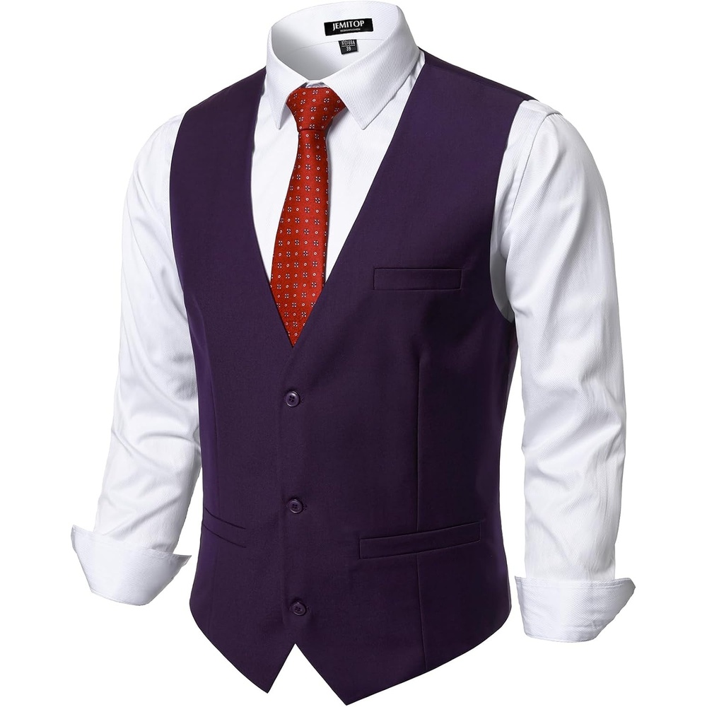 image:imageMens DeepV 3Button Formal Wedding Dress VestPurple
