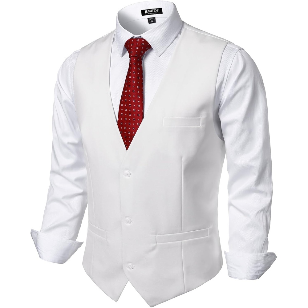 image:imageMens DeepV 3Button Formal Wedding Dress VestWhite