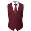 Men’s Deep-V 3-Button Formal Wedding Dress Vest(Burgundy)