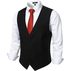 Men’s Deep-V 3-Button Formal Wedding Dress Vest(Black)
